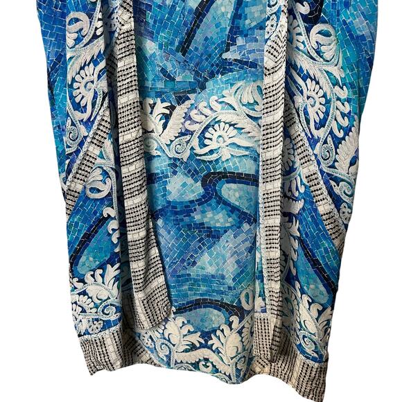 Gottex Swimsuit Beach Cover Up Felicity Size S 100% Silk Blue Longline - Picture 3 of 8